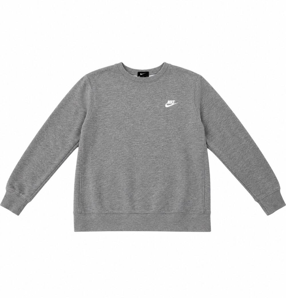 Nike Men’s Medium Gray Crewneck Sweatshirt White Swoosh Logo Pullover